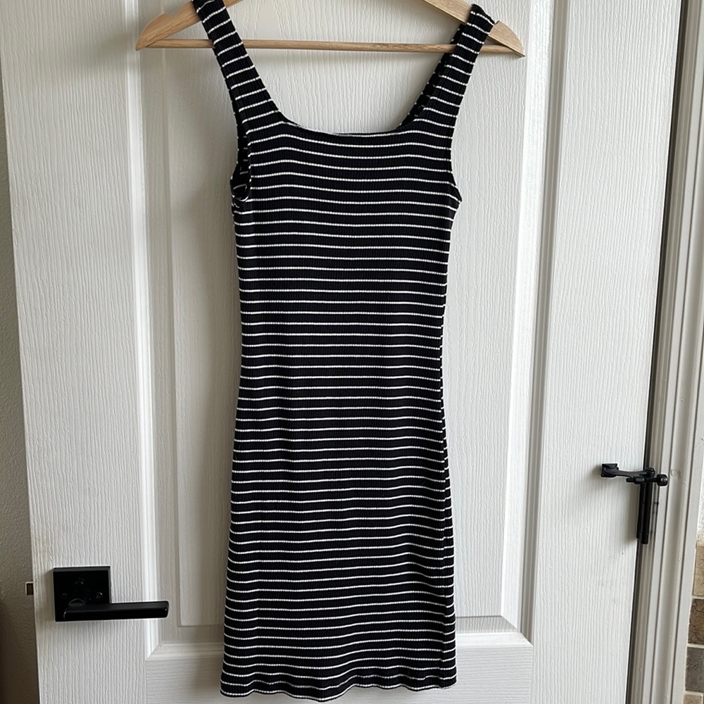 Small black and white stripped tank dress